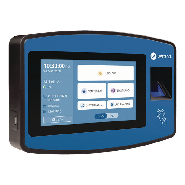 uAttend™ Biometric Fingerprint Touch Tablet Time Clock System, Unlimited Employees, Black/Blue (PPZ2500) Each
