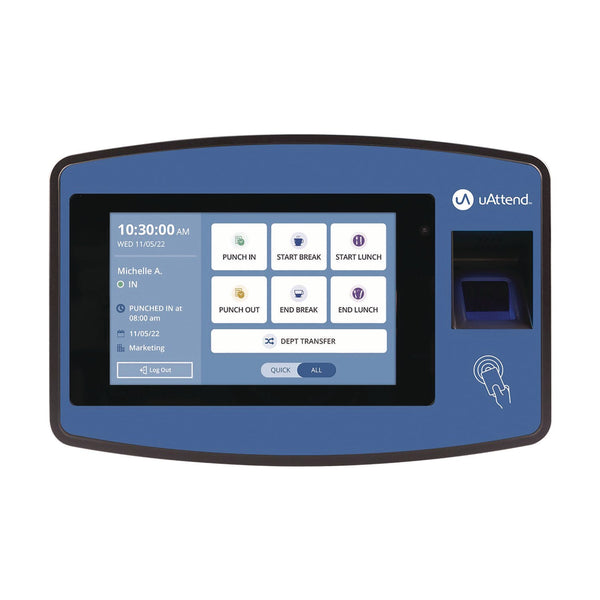 uAttend™ Biometric Fingerprint Touch Tablet Time Clock System, Unlimited Employees, Black/Blue (PPZ2500) Each