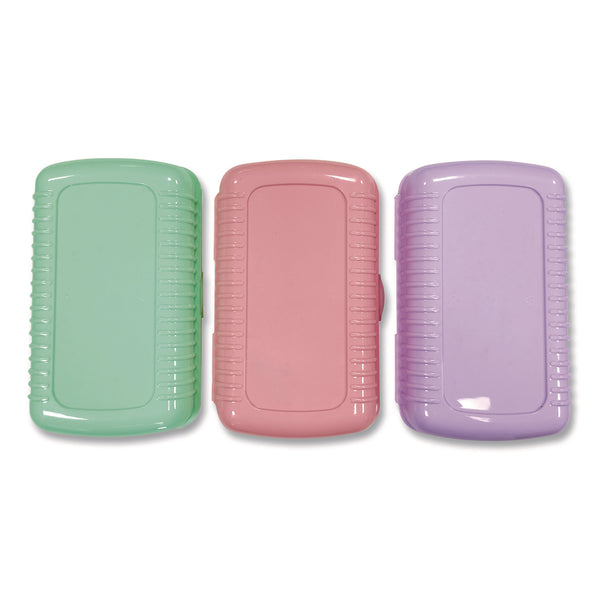 Pep Rally Pencil Case, 2 Compartments, 9.13" x 5.7" x 2.5", Assorted Colors, 3/Pack (RLY61750) Each