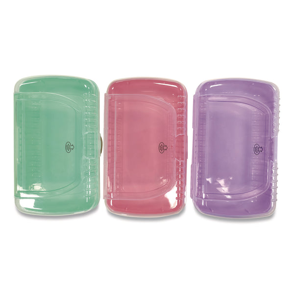 Pep Rally Pencil Case, 2 Compartments, 9.13" x 5.7" x 2.5", Assorted Colors, 3/Pack (RLY61750) Each