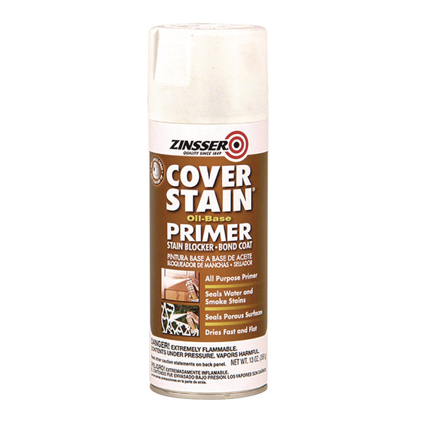 Zinsser® Cover Stain Oil-Based Spray Primer, Interior/Exterior, Flat White, 13 oz Aerosol Can, 6/Carton (RST3608) Case of 6