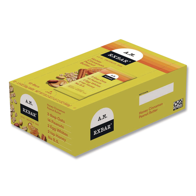 A.M. RXBAR® Gluten-Free Honey Cinnamon Peanut Butter Protein Bar, 1.9 oz Bar, 12/Box (RXBKEE00533) Box of 12
