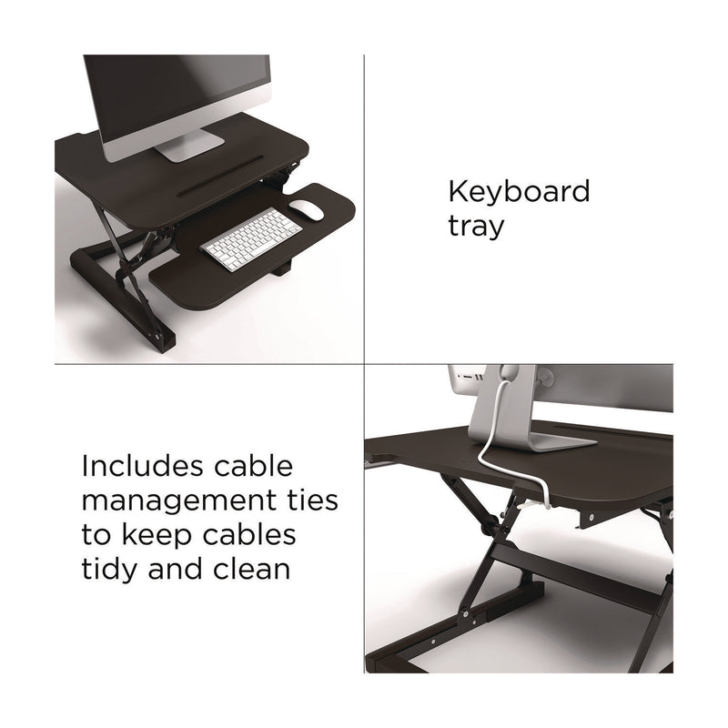 Union & Scale™ FlexFit Manual Adjustable Desk Converter, 26.7 x 30.8 x 5.9 to 19.6, Black (UOS44901) Each