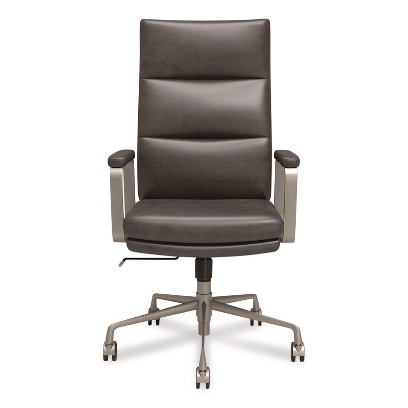 Union & Scale™ Industria 3-40C Ergonomic Bonded Leather Swivel Manager Chair, Supports Up to 275 lbs, 18.31" to 21.85" Seat Height, Gray (UOSUN61463CC) Each