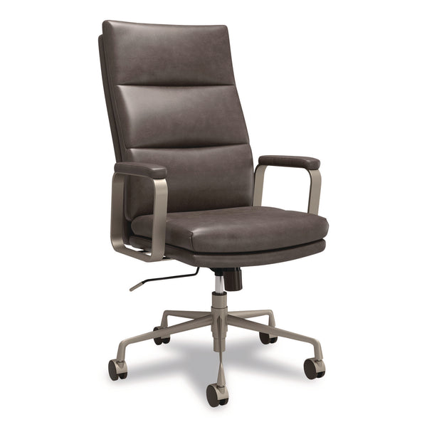 Union & Scale™ Industria 3-40C Ergonomic Bonded Leather Swivel Manager Chair, Supports Up to 275 lbs, 18.31" to 21.85" Seat Height, Gray (UOSUN61463CC) Each