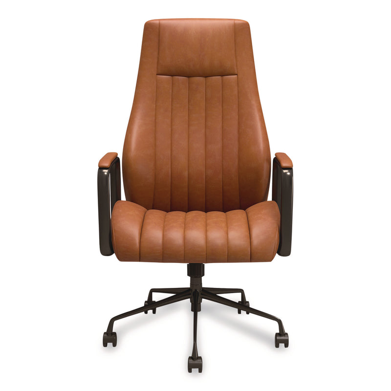Union & Scale™ Industria 3-50L Ergonomic Bonded Leather Swivel Manager Chair, Supports Up to 275 lbs, 16.81" to 20.55" Seat Height, Brown (UOSUN61642CC) Each