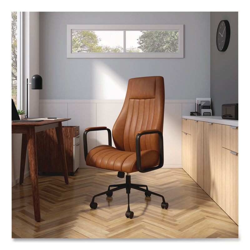 Union & Scale™ Industria 3-50L Ergonomic Bonded Leather Swivel Manager Chair, Supports Up to 275 lbs, 16.81" to 20.55" Seat Height, Brown (UOSUN61642CC) Each