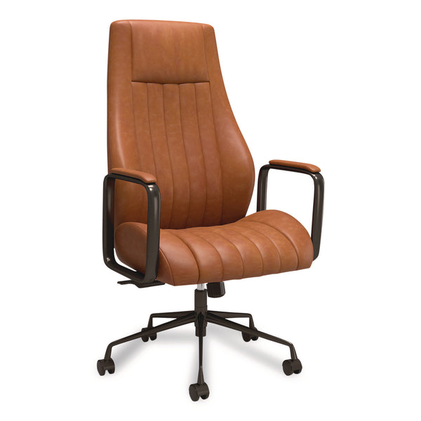 Union & Scale™ Industria 3-50L Ergonomic Bonded Leather Swivel Manager Chair, Supports Up to 275 lbs, 16.81" to 20.55" Seat Height, Brown (UOSUN61642CC) Each