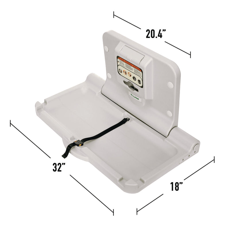 Alpine Industries Compact Horizontal Baby Changing Station, 32 x 18, White (ALHALP411E) Each