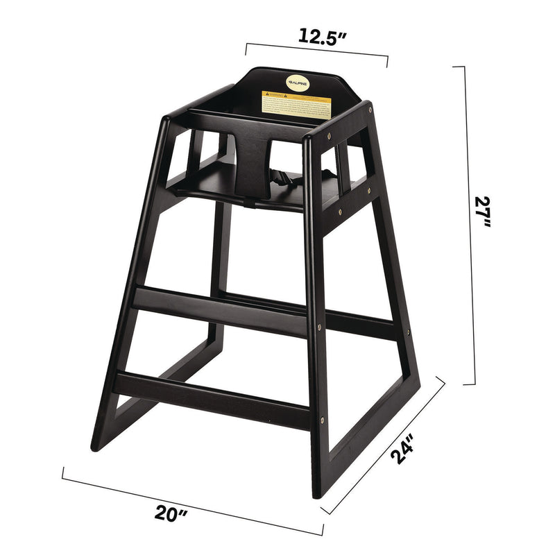 Alpine Industries Wooden Stackable High Chair, Supports Up to 50 lbs, 29.02" h, Espresso, 2/Pack (ALHALP41202ESP) Each