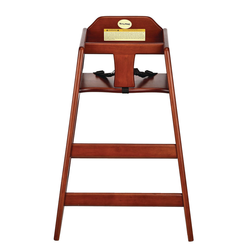 Alpine Industries Wooden Stackable High Chair, Supports up to 50 lbs, 29.02" h, Mahogany, 2/Pack (ALHALP41202MA) Each