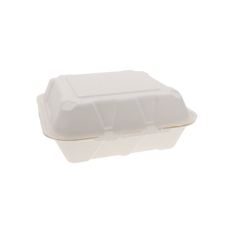 Pactiv Evergreen EarthChoice PFAS Free Compostable Hinged Lid Container, 9 x 9 x 3, White, Sugarcane, 150/Carton (PCTYMCH0901BB) Case of 150