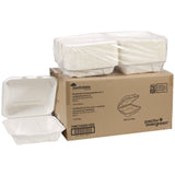 Pactiv Evergreen EarthChoice PFAS Free Compostable Hinged Lid Container, 9 x 9 x 3, White, Sugarcane, 150/Carton (PCTYMCH0901BB) Case of 150