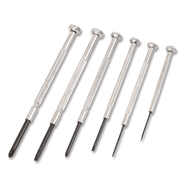 Great Neck® Precision Screwdriver Set, Six-Piece, Phillips/Slotted, Assorted Lengths, Polished Steel Handles (GNSGP6C) Each