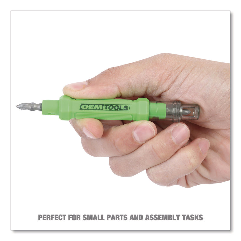 OEMTOOLS® 6-Way Pen-Style Screw/Nut Driver, Phillips/Slotted Bits, Metric Sockets, 5.38" Long, Black/Green, Green/Clear, 4/Pack (GNS22537) Pack of 4