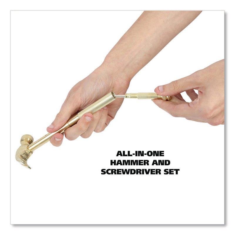 Great Neck® 5-in-1 Carpenter's Hammer with Nesting Handle Containing Four Screwdrivers, 6.5" Long Gold Handle (GNS19006) Each