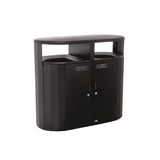 Rubbermaid® Commercial RESIST Dual Stream Waste and Recycling Container, 66 gal, Metal, Textured Black/Black Gloss (RCP2185042) Each