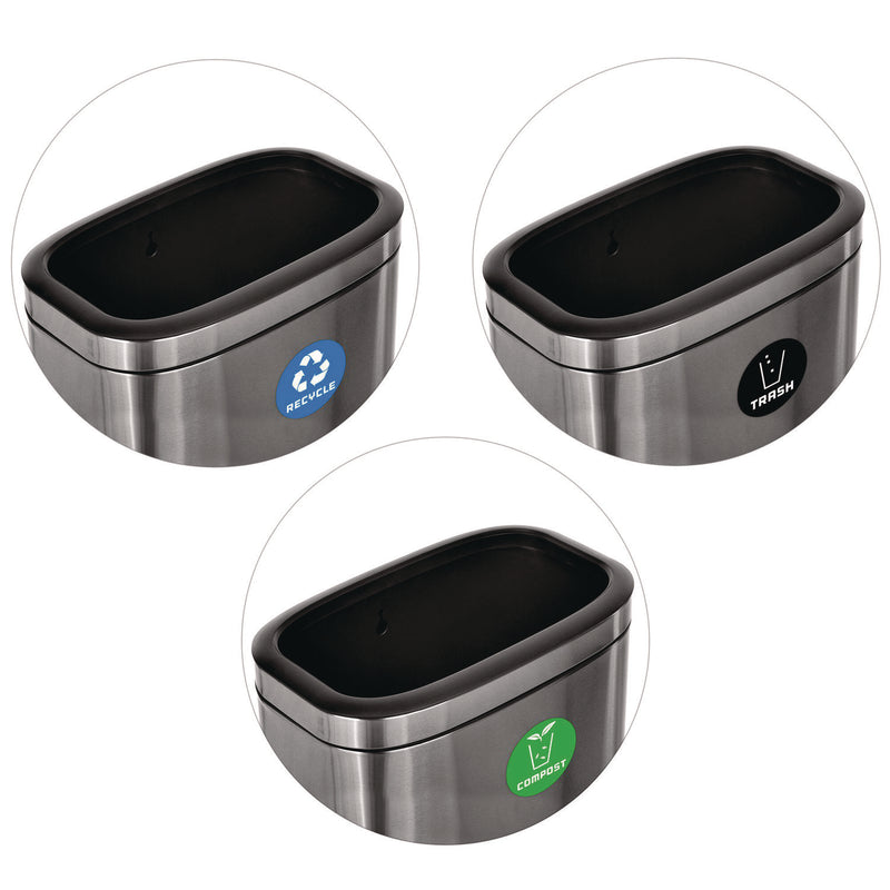 Alpine Industries 10.5 Gallon Recycle, Trash and Compost Combo Station, Brushed Stainless Steel (ALH47040LRTCO) Each