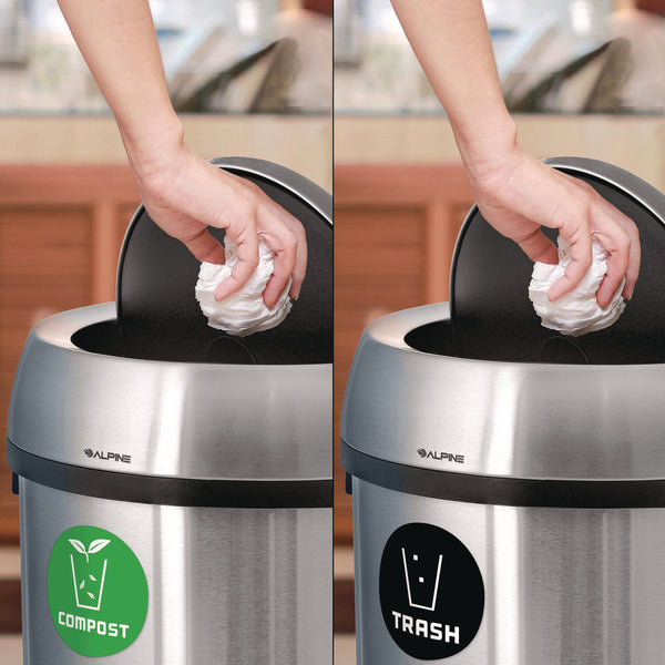 Alpine Industries 17 Gallon Stainless Steel Indoor Compost and Trash Station with Swivel Lid (ALH47065L1COT) Each