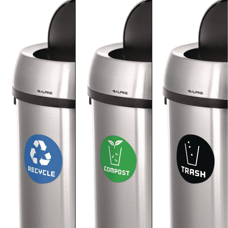 Alpine Industries 17 Gallon Stainless Steel Indoor Recycling, Trash and Compost Bins with Swivel Lid (ALH47065L1RTCO) Each