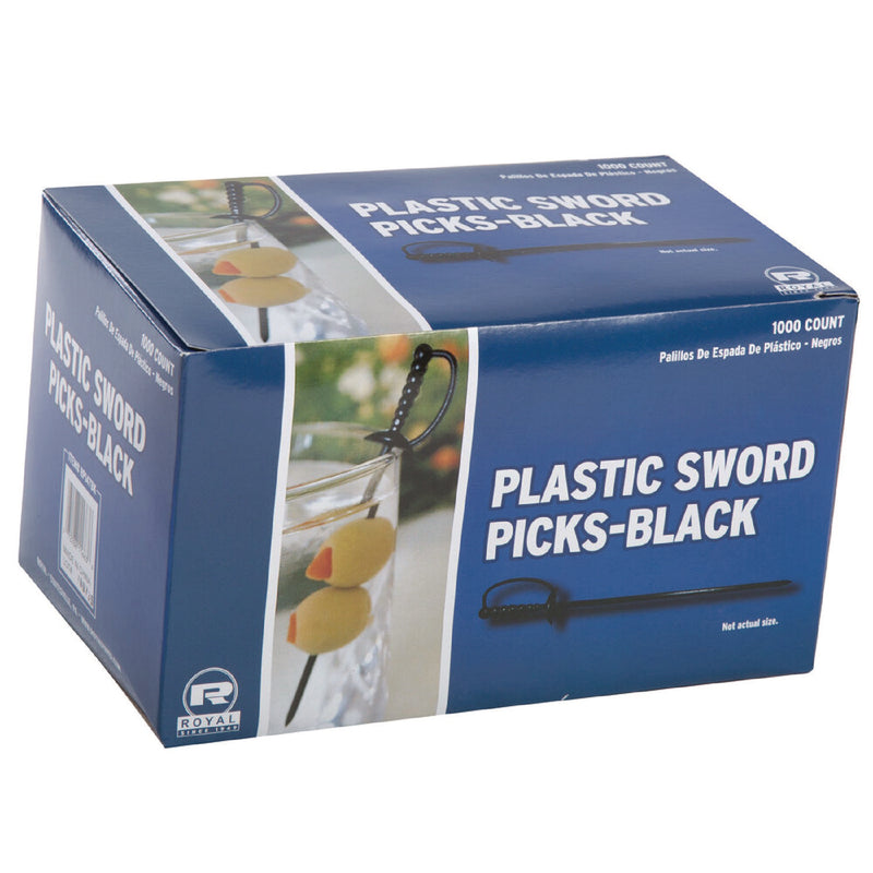 Sword Picks, Plastic, 6", Black, 1,000/Box, 10 Boxes/Carton (RPPRP147BK) Case of 10000