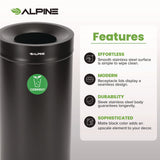 Alpine Industries 27 Gallon Black Stainless Steel Compost Bin and Trash Can (ALH47527BLKCOT) Each