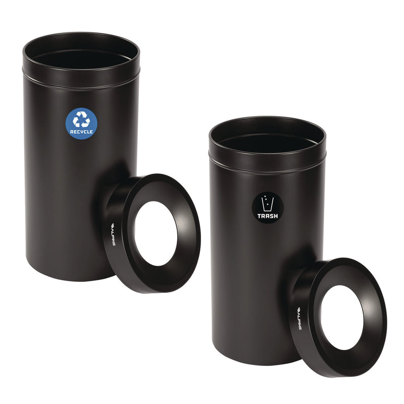 Alpine Industries 27 Gallon Black Stainless Steel Recycling Can and Trash Receptacle (ALH47527BLKRT) Each