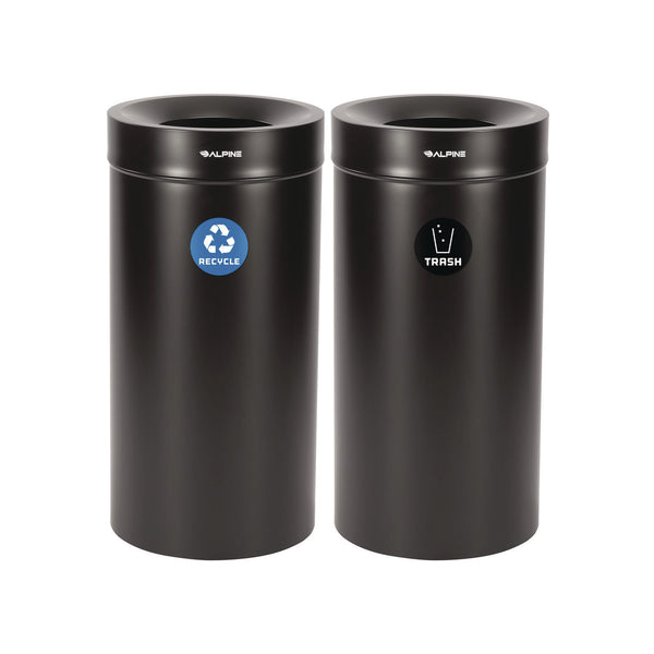 Alpine Industries 27 Gallon Black Stainless Steel Recycling Can and Trash Receptacle (ALH47527BLKRT) Each