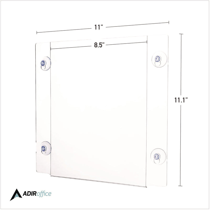 AdirOffice Suction-Mount Acrylic Window Sign Holders, 8.5 x 11, Clear, 12 Sign Holders (ALH6398511WSH12) Each