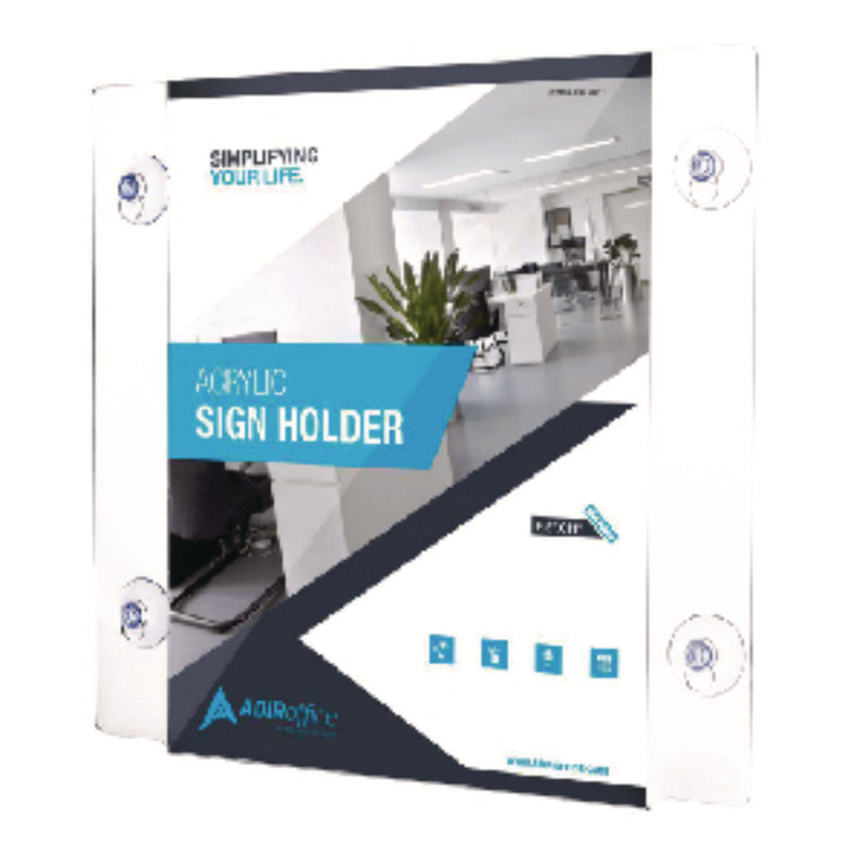 AdirOffice Suction-Mount Acrylic Window Sign Holders, 8.5 x 11, Clear, 12 Sign Holders (ALH6398511WSH12) Each