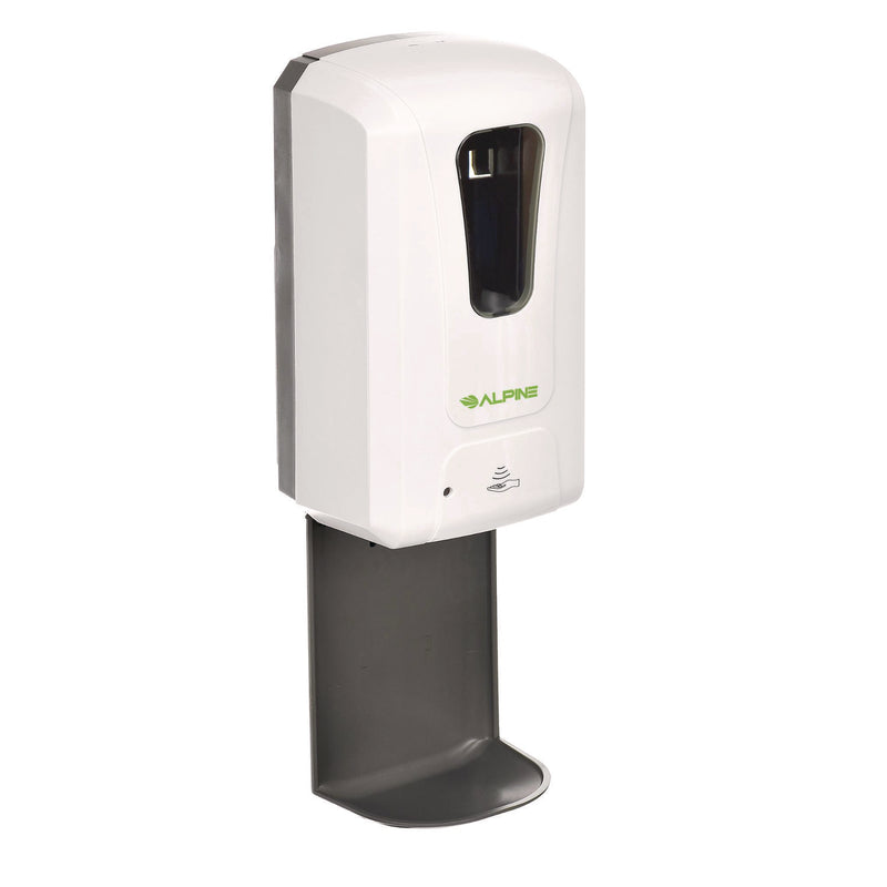 Alpine Industries Wall Mount Automatic Gel Hand Sanitizer/Soap Dispenser with Drip Tray, 40 oz, 4.48 x 6 x 18.1, White (ALHALP430LT) Each