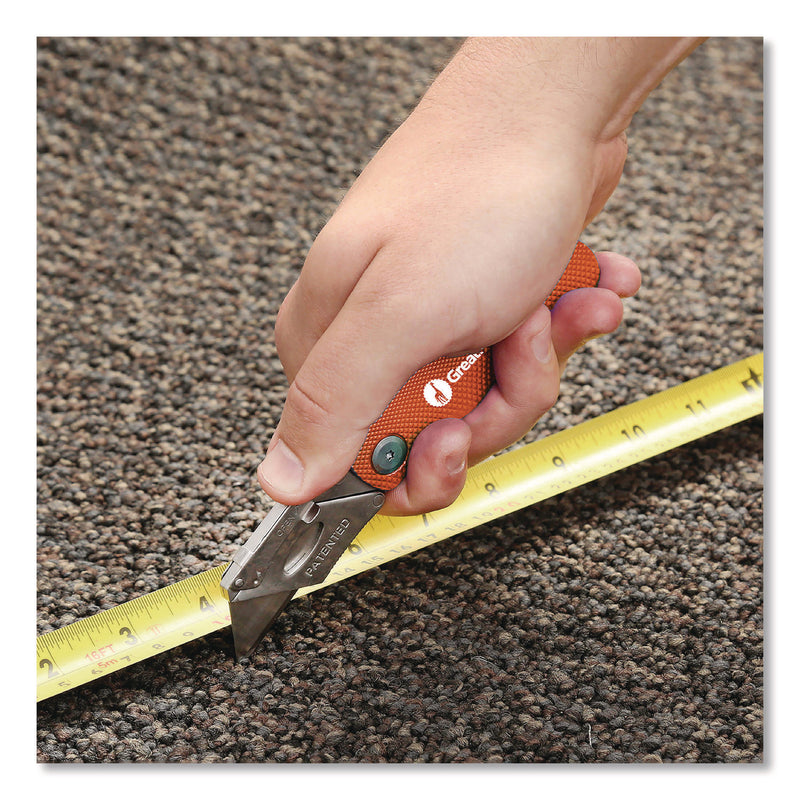 Great Neck® Quick Change Lock Back Utility Knife, 3.5" Aluminum Handle, Orange (GNS74201) Each