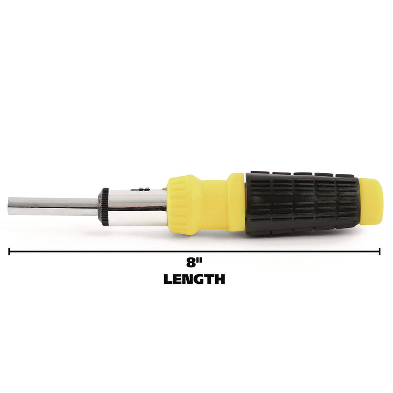 Great Neck® Ratcheting Screw/Nut Driver Set, 34-Piece, Hex/Phillips/Slotted/Star Bits, Metric/SAE Sockets, 8" Long, Yellow/Black Handle (GNS92018) Each