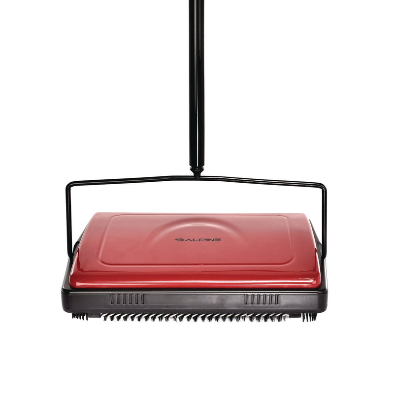 Alpine Industries Manual Triple Brush Carpet and Floor Sweeper, 42.5" Handle, Red (ALHALP469REDNEW) Each