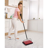 Alpine Industries Manual Triple Brush Carpet and Floor Sweeper, 42.5" Handle, Red (ALHALP469REDNEW) Each