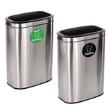 Alpine Industries 10.5 Gallon Compost and Trash Station, Brushed Stainless Steel (ALHALP47040LCOT) Each