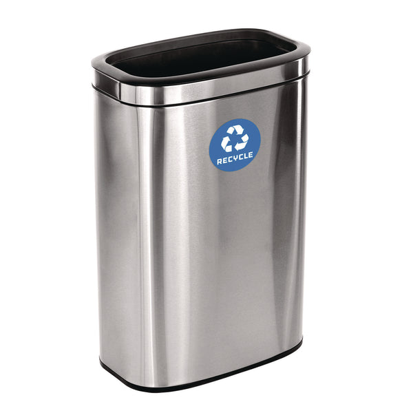 Alpine Industries 10.5 Gallon Slim Recycling Can, Brushed Stainless Steel (ALHALP47040LR) Each