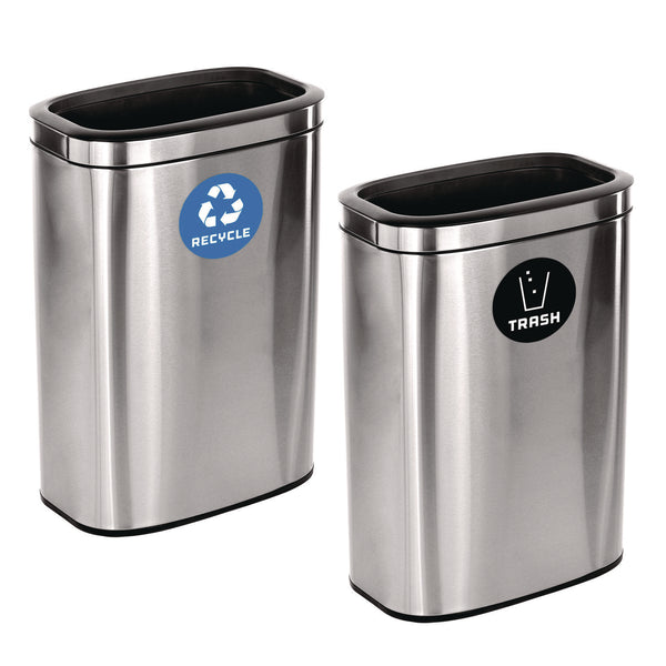 Alpine Industries 10.5 Gallon Recycle and Trash Station, Brushed Stainless Steel (ALHALP47040LRT) Each
