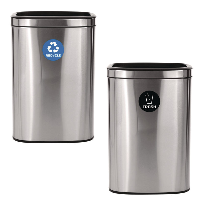 Alpine Industries 10.5 Gallon Recycle and Trash Station, Brushed Stainless Steel (ALHALP47040LRT) Each