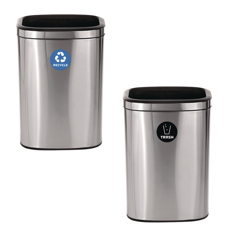 Alpine Industries 10.5 Gallon Recycle and Trash Station, Brushed Stainless Steel (ALHALP47040LRT) Each