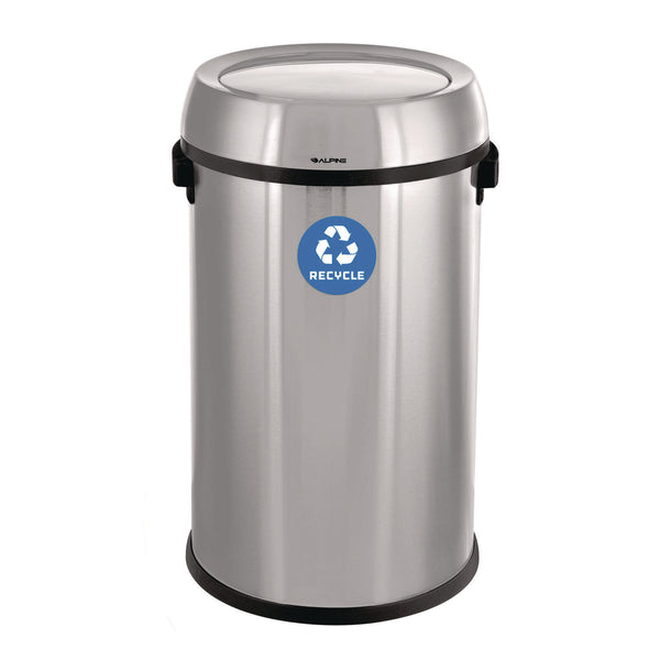 Alpine Industries 17 Gallon Stainless Steel Indoor Recycling Receptacle with Swivel Lid (ALHALP47065L1R) Each