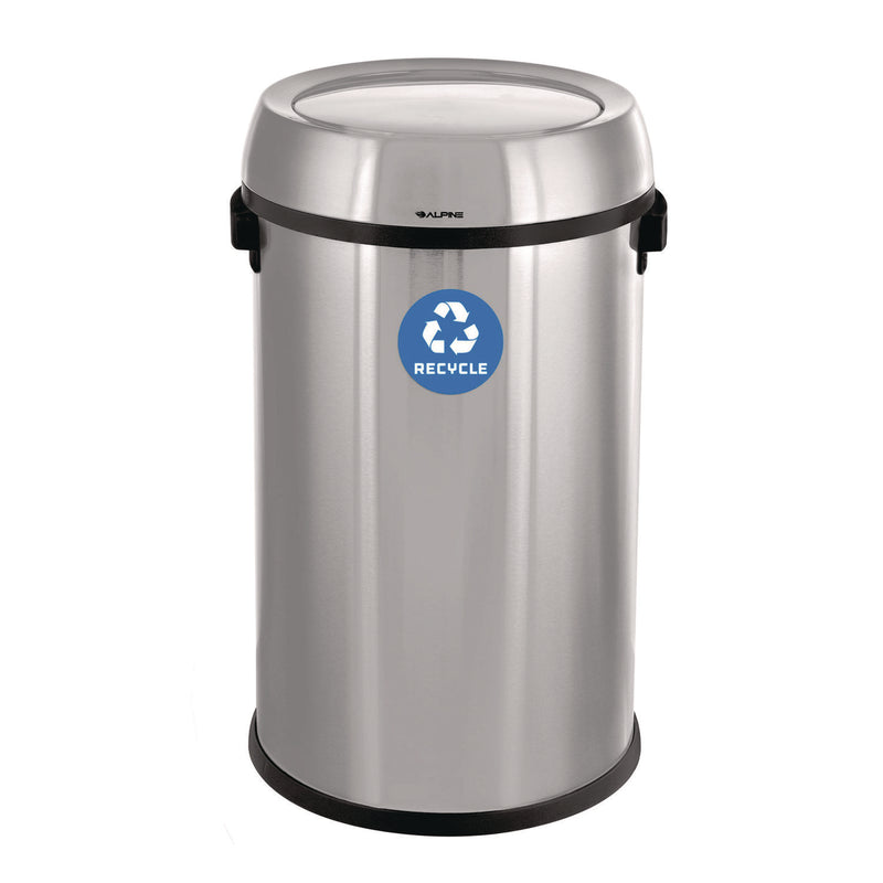Alpine Industries 17 Gallon Stainless Steel Indoor Recycling Receptacle with Swivel Lid (ALHALP47065L1R) Each