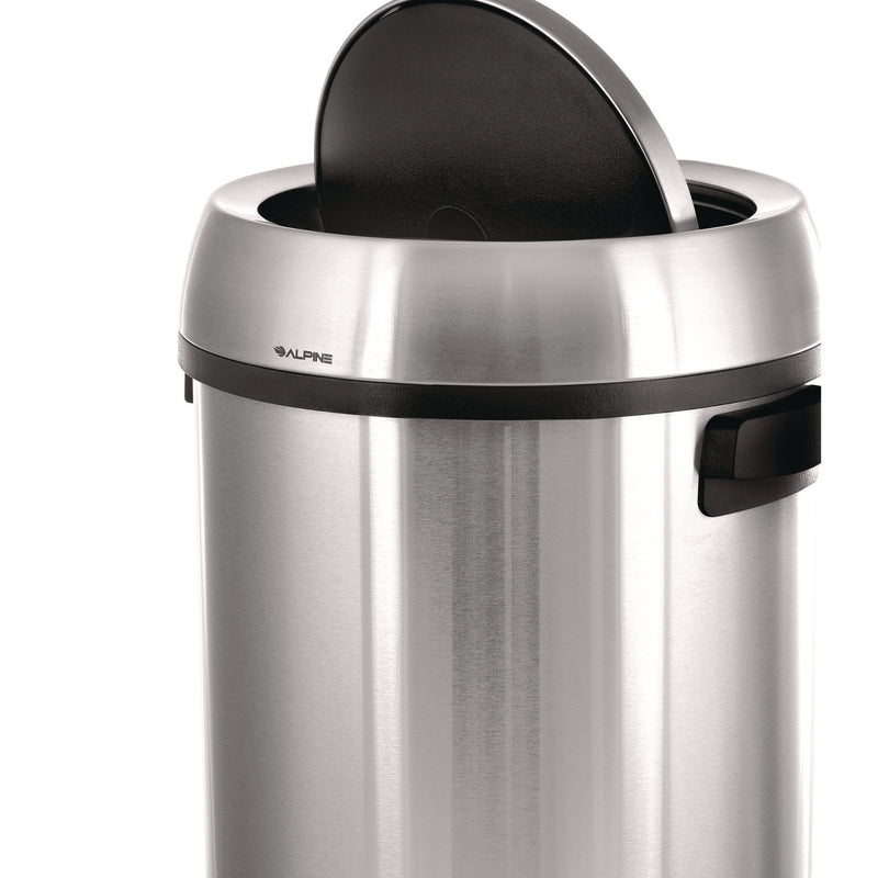 Alpine Industries 17 Gallon Stainless Steel Commercial Trash Can with Swing Lid (ALHALP47065L1) Each