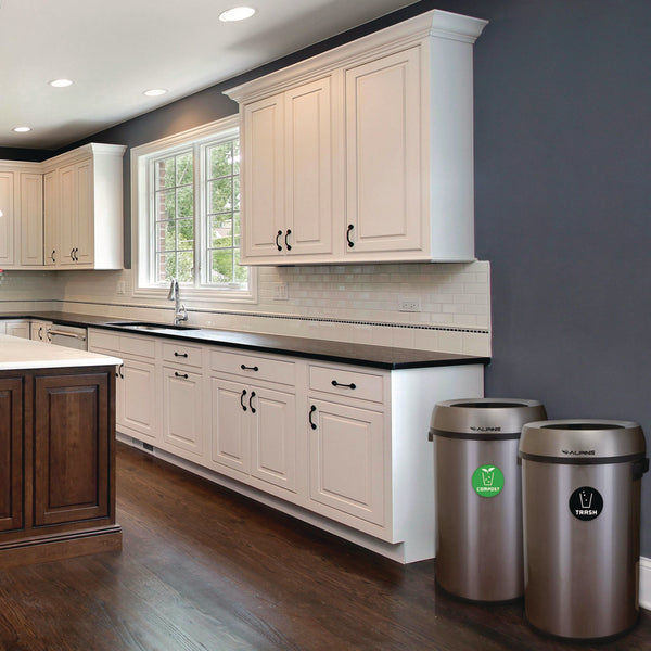 Alpine Industries 17 Gallon Stainless Steel Open Top Compost and Trash Station (ALHALP47065LCOT) Each