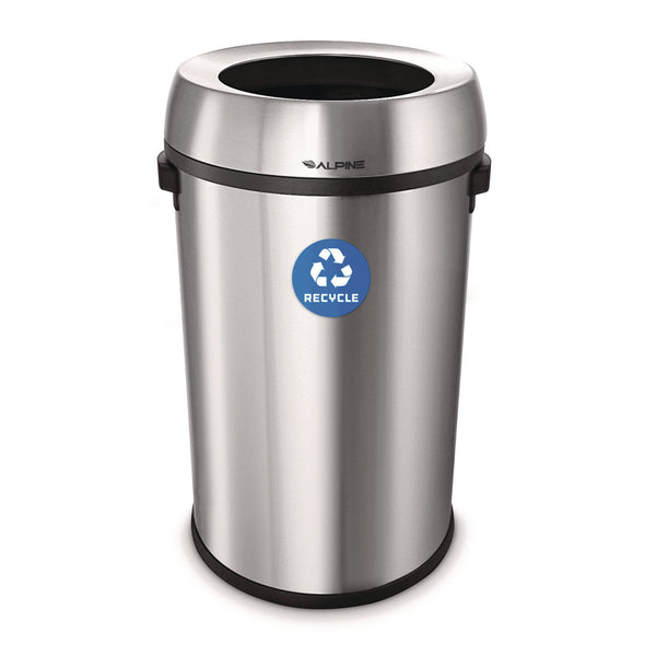 Alpine Industries 17 Gallon Stainless Steel Open Top Recycling Bin Receptacle (ALHALP47065LR) Each