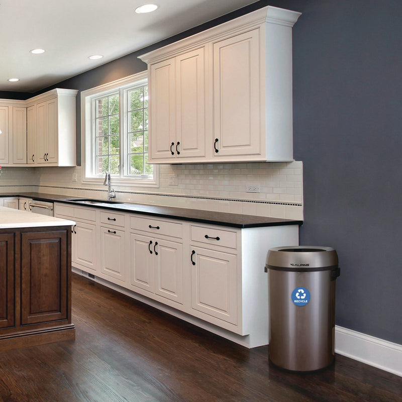 Alpine Industries 17 Gallon Stainless Steel Open Top Recycling Bin Receptacle (ALHALP47065LR) Each