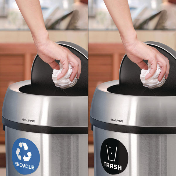 Alpine Industries 17 Gallon Stainless Steel Open Top Recycling Bin and Trash Receptacle (ALHALP47065LRT) Each