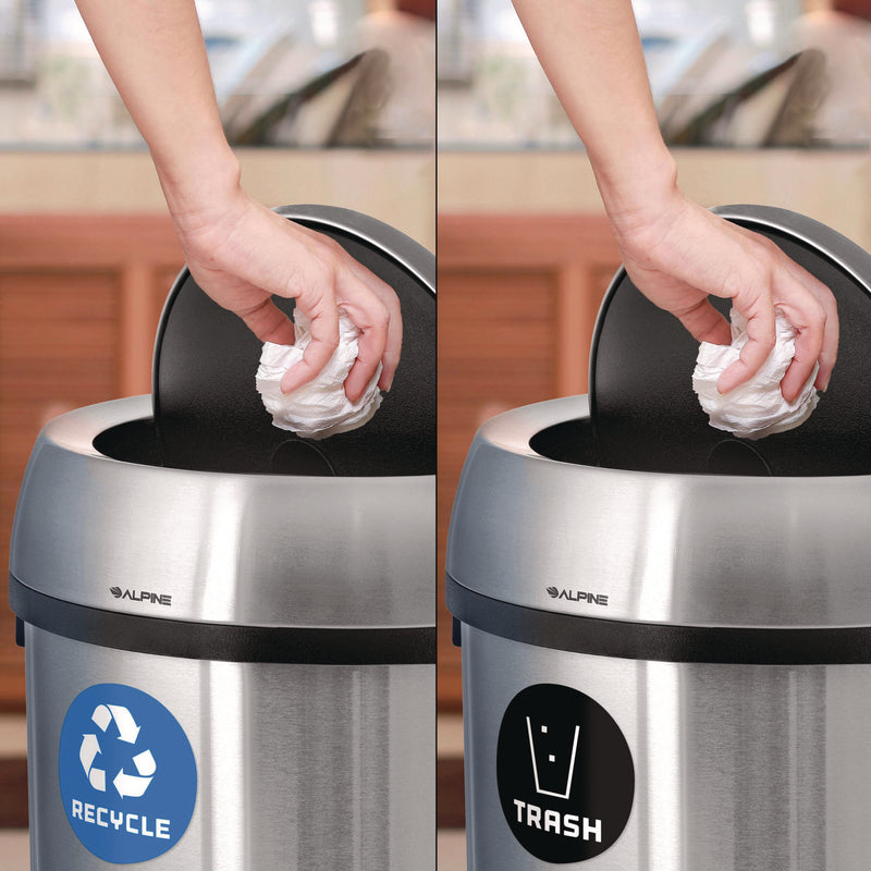 Alpine Industries 17 Gallon Stainless Steel Open Top Recycling Bin and Trash Receptacle (ALHALP47065LRT) Each