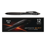 TOPS™ PENTONIC Retractable Ballpoint Pen, Fine 0.7 mm, Black Ink, Black Barrel, 12/Pack (PNT12120) Pack of 12