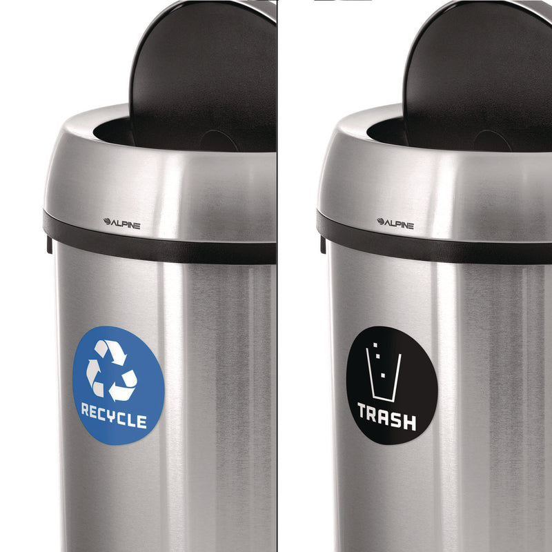 Alpine Industries 17 Gallon Stainless Steel Open Top Recycling Bin and Trash Receptacle (ALHALP47065LRT) Each